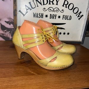 Anthropologie Lucky Penny Wood Round-Toe  Heels 8 B Made In Brazil